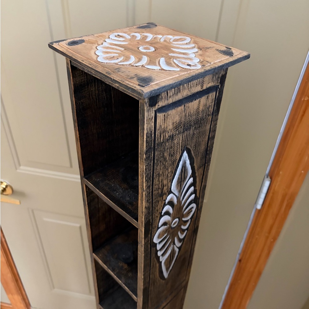 Wooden Decorative Shelf with White Accents